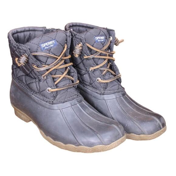 Sperry Girls Saltwater Boots Black Size 4M - Picture 1 of 6